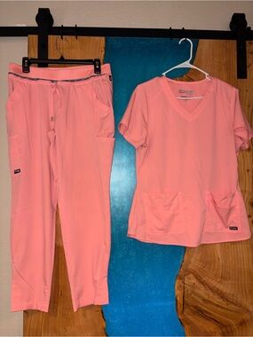 Grey's Anatomy Pink/peach Scrub Top and Pants Set